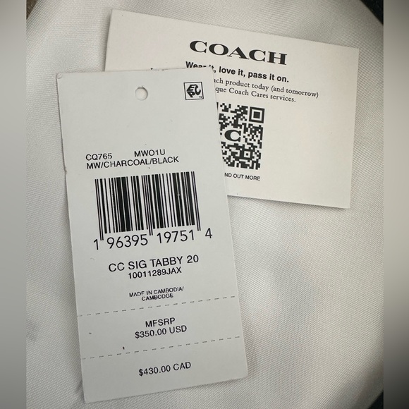 Coach Tabby 20 Polished Leather Shoulder Bag Black Monogrammed w/Dust Bag - Picture 16 of 16